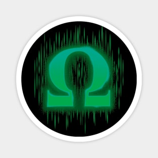 Greek Omega - Bluey Green Magnet